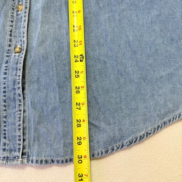 Looney Tunes Women Embroidery Tweety Bird Button Short Sleeve Blue Shirt 14W/16W - Picture 9 of 9